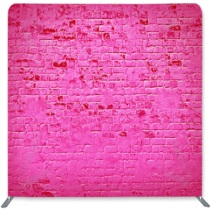 Lofaris Simple Hot Pink Brick Double-Sided Backdrop for Birthday