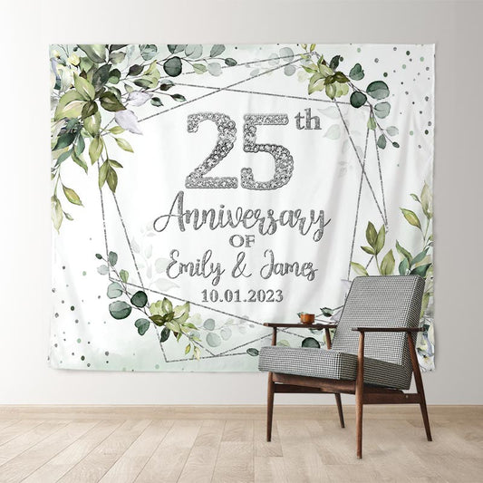 Lofaris Simple Leaves Spring Happy 25Th Anniversary Backdrop