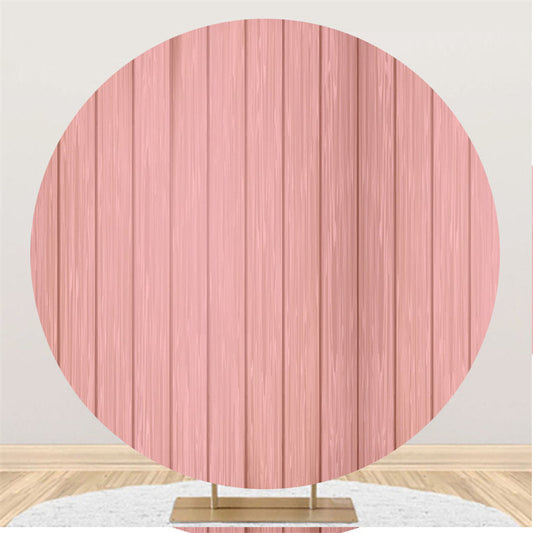 Lofaris Simple Light Pink Wooden Round Backdrop For Holiday