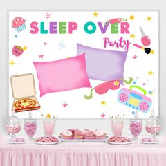 Lofaris Simple Lovely Sleep Over Party Themed Birthday Backdrop