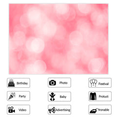 Lofaris Simple Pink Bokeh Photo Backdrop for Birthday Party