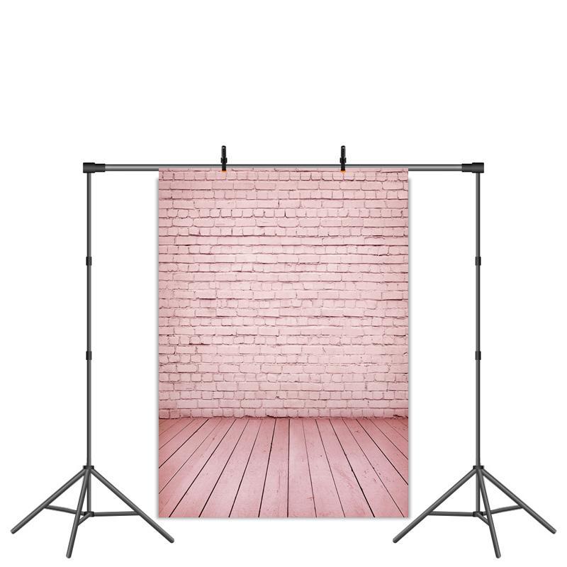 Lofaris Simple Pink Solid Birck Floor Birthday Party Backdrop