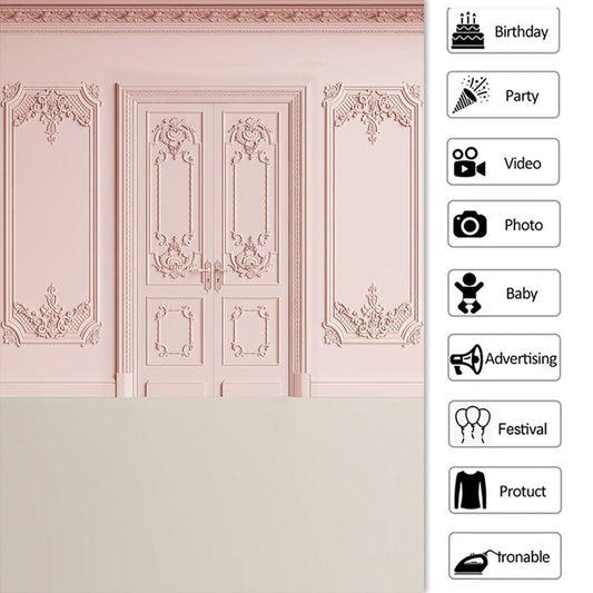 Lofaris Simple Pink Themed Lovely Door Happy Birthday Backdrop