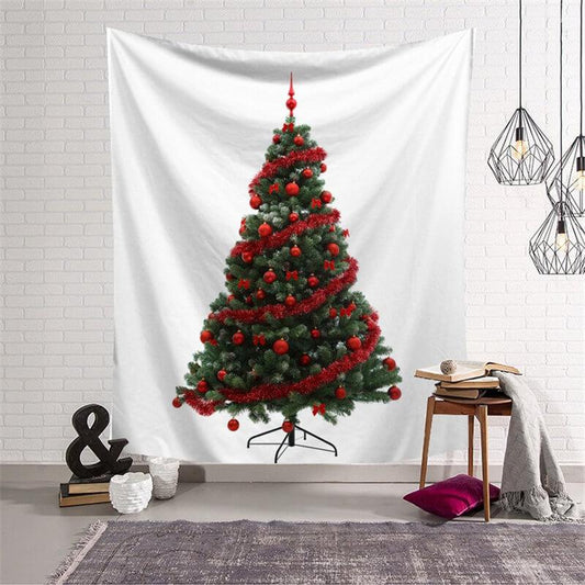 Lofaris Simple Red And Green Christmas Tree Family Wall Tapestry