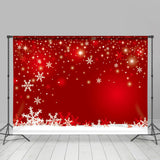 Load image into Gallery viewer, Lofaris Simple Red Snowflake Bokeh Winter Backdrops