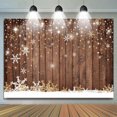 Lofaris Simple Snowflake Wood Christmas Bokeh Backdrop for Party