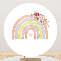 Lofaris Simple White Floral Rainbow Circle Backdrop For Party