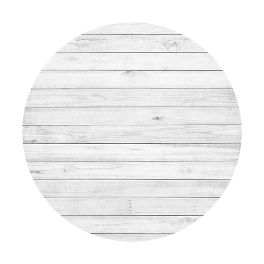 Lofaris Simple White Wooden Round Birthday Backdrop For Party