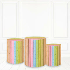 Lofaris Simple Wooden Theme Pillar Cover Colorful Party Cake Table