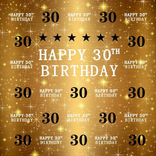 Lofaris Six Star Gold Luxury Happy 30th Birthday Backdrop