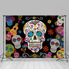 Lofaris Skeleton and Floral Backdrops for Mexican Fiesta Party