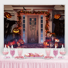 Lofaris Skeleton Pumpkin Lantern Spooky Halloween Theme Backdrop