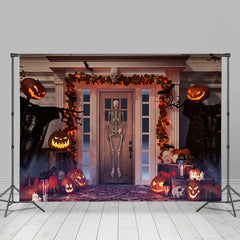 Lofaris Skeleton Pumpkin Lantern Spooky Halloween Theme Backdrop