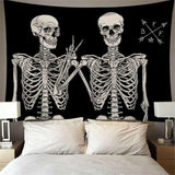 Load image into Gallery viewer, Lofaris Skull Black And White Abstract Trippy Wall Tapestry