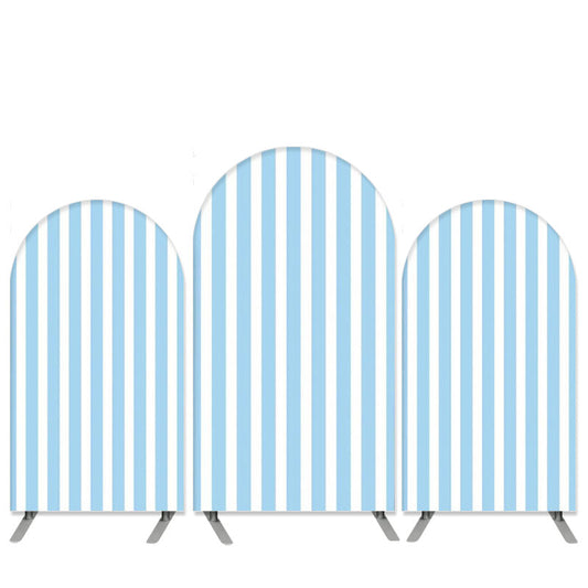 Lofaris Sky Blue And White Stripes Birthday Arch Backdrop Kit