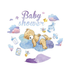 Lofaris Sleep On The Cloud Bear Circle Baby Shower Backdrop