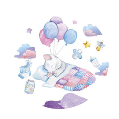 Lofaris Sleepy Cat With Balloons On The Space Circle Backdrop