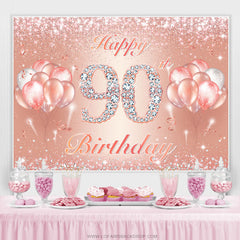 Lofaris Slight Rose Gold Balloon Happy 90Th Birthday Backdrop