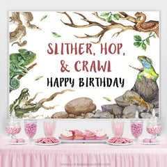 Lofaris Slither Hop Crawl Animals Happy Birthday Backdrop