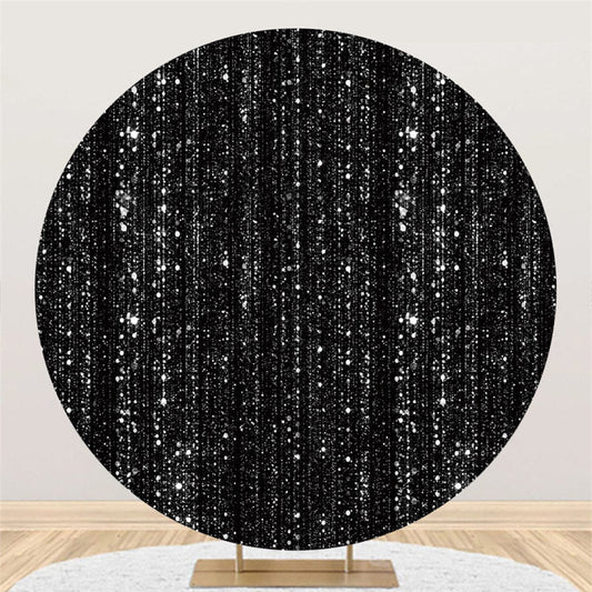 Lofaris Silver Bokeh Glitter And Black Round Birthday Backdrop