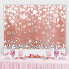 Lofaris Silver Diamonds Bokeh Dark Pink Birthday Party Backdrop
