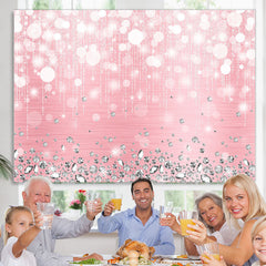 Lofaris Silver Diamonds Bokeh Pink Birthday Party Backdrop