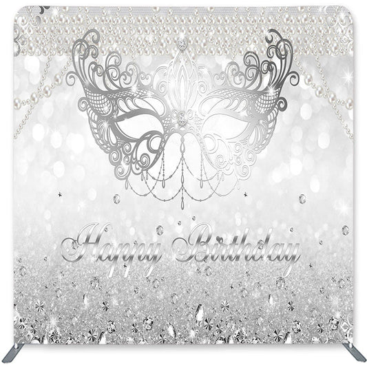 Lofaris Silver Glitter Bokeh Double-Sided Backdrop for Birthday