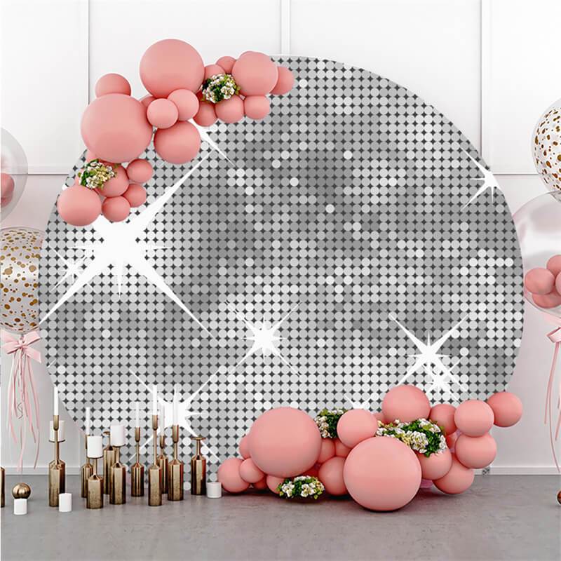 Lofaris Silver Glitter Bokeh Round Birthday Backdrop For Girl
