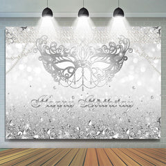 Lofaris Silver Glitter Diamonds Bokeh Mask Birthday Backdrop