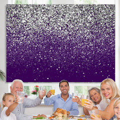 Lofaris Silver Glitter Purple Birthday Party Decoration Backdrop