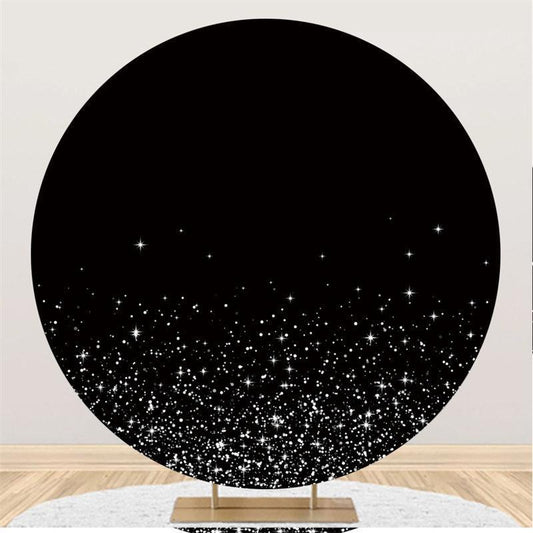 Lofaris Silver Light Glitter Black Round Birthday Backdrop