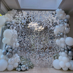 Lofaris Silver Shimmer Sequin Wall - Panels Back Decor