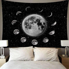 Lofaris Silver Starry Sky Galaxy 3D Printed Moon Wall Tapestry