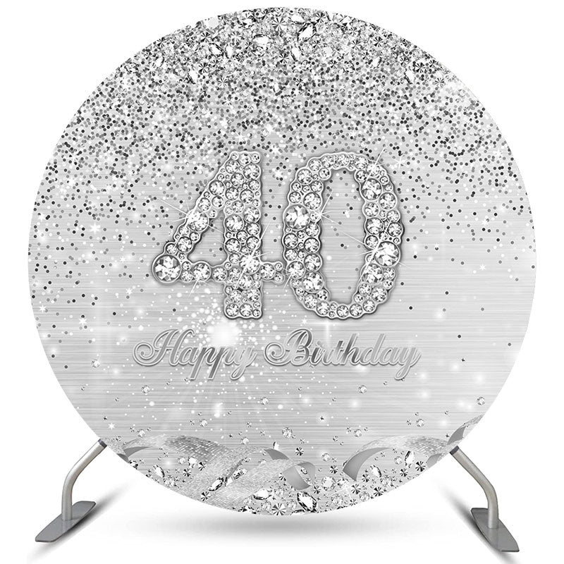 Lofaris Silver Themed Happy 40Th Birthday Circle Backdrop