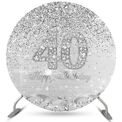 Lofaris Silver Themed Happy 40Th Birthday Circle Backdrop