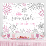 Load image into Gallery viewer, Lofaris Silver With Pink Snowflake Theme Baby Shower Backdrop