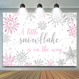 Load image into Gallery viewer, Lofaris Silver With Pink Snowflake Theme Baby Shower Backdrop