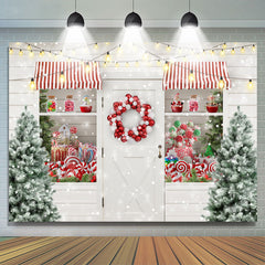 Lofaris Snow Christmas Tree Lights Balloon Window White Wall Backdrop