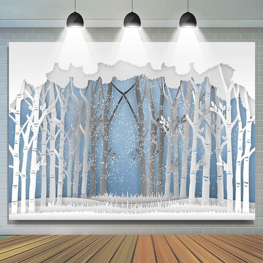 Lofaris Snow Forest Winter Wonderland Baby Shower Backdrop
