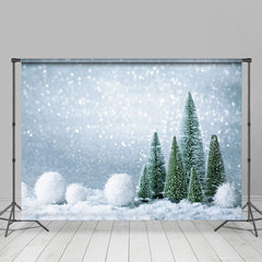Lofaris Snow Glitter Bokeh And Green Pines Backdrop For Winter