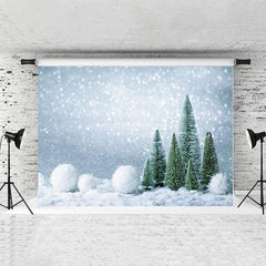 Lofaris Snow Glitter Bokeh And Green Pines Backdrop For Winter