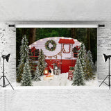 Load image into Gallery viewer, Lofaris Snow Glitter Merry Christmas Tree Red Bus Scene Party Backdrop