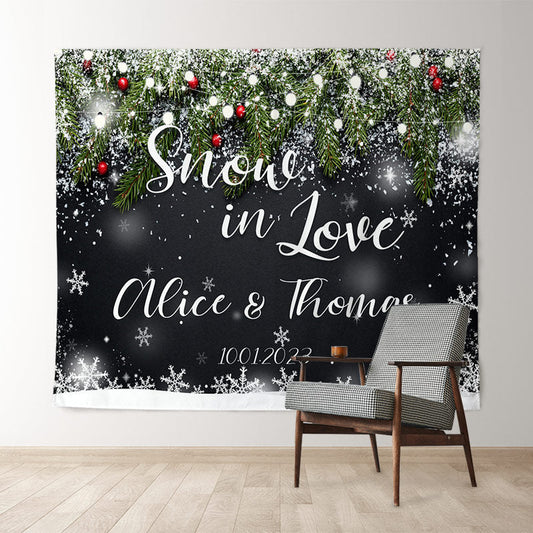 Lofaris Elegant Snow In Love Winter Wedding Backdrop