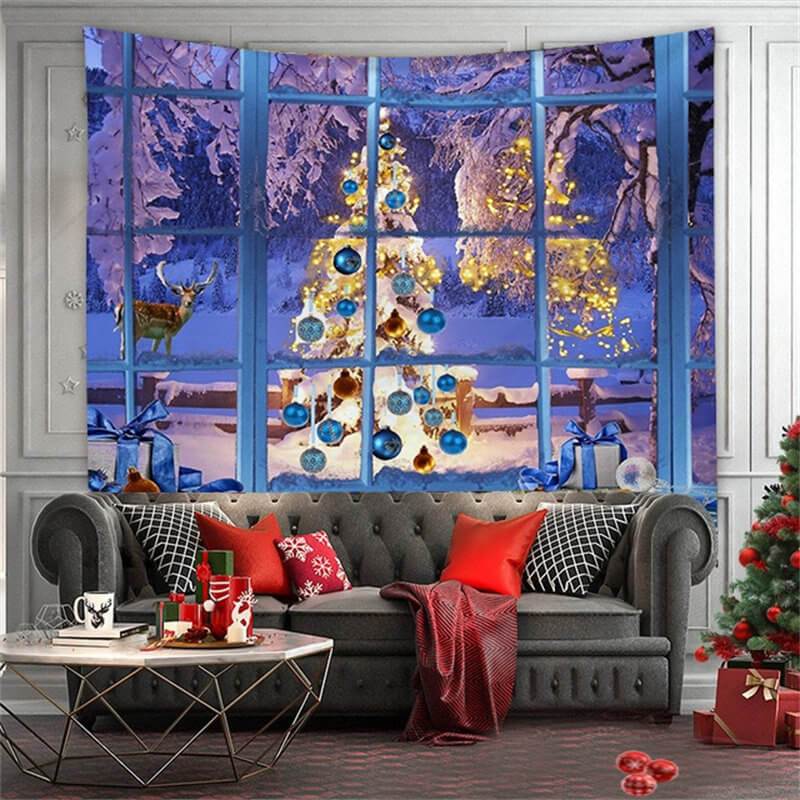 Lofaris Snow Outside The Window Merry Christmas Wall Tapestry
