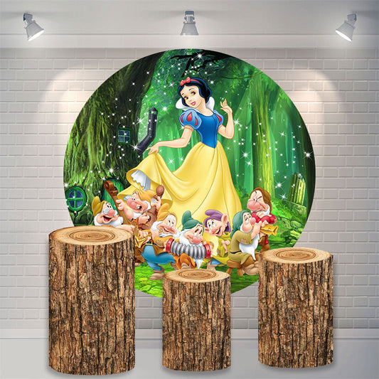 Lofaris Snow White And The Dwarfs Theme Circle Backdrop Kit