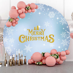 Lofaris Snowflake And Gold Merry Christmas Circle Backdrop
