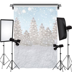 Lofaris Snowflake Forest White Glitter Winter Party Backdrop