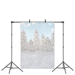 Lofaris Snowflake Forest White Glitter Winter Party Backdrop
