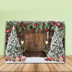 Lofaris Snowflake Light Christmas Tree Wooden Door Backdrop