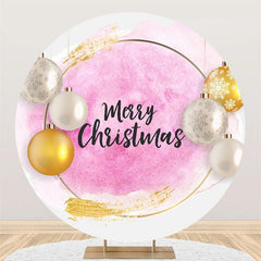 Lofaris Snowflake Light Pink Round Merry Chrismas Backdrop